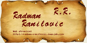 Radman Ranilović vizit kartica